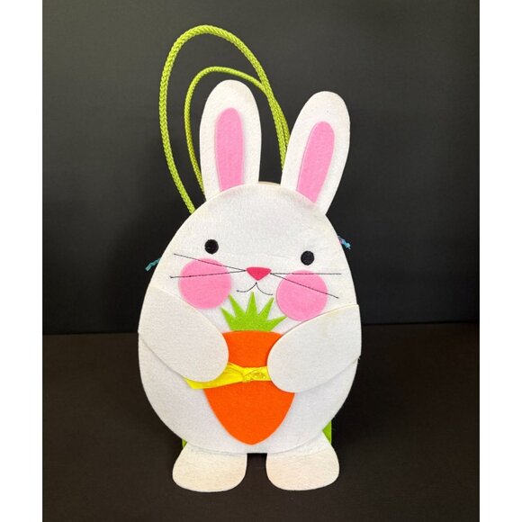 Papyrus Other - Easter Bunny Felt Gift Bag Basket Papyrus White Green Pink Carrot Egg Hunt Favor